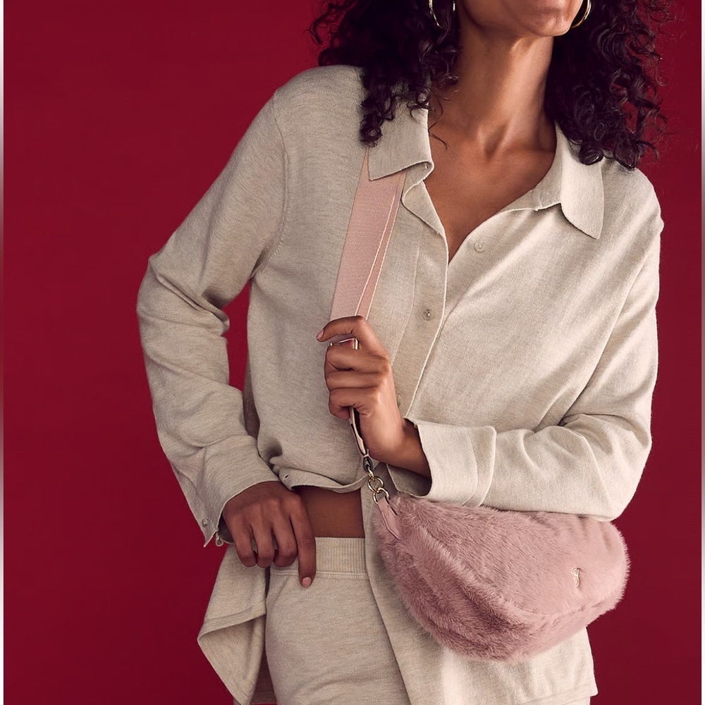 Victoria’s Secret Loungewear Luxe Cream Knit Button Up Pajama Shirt Driftwood M